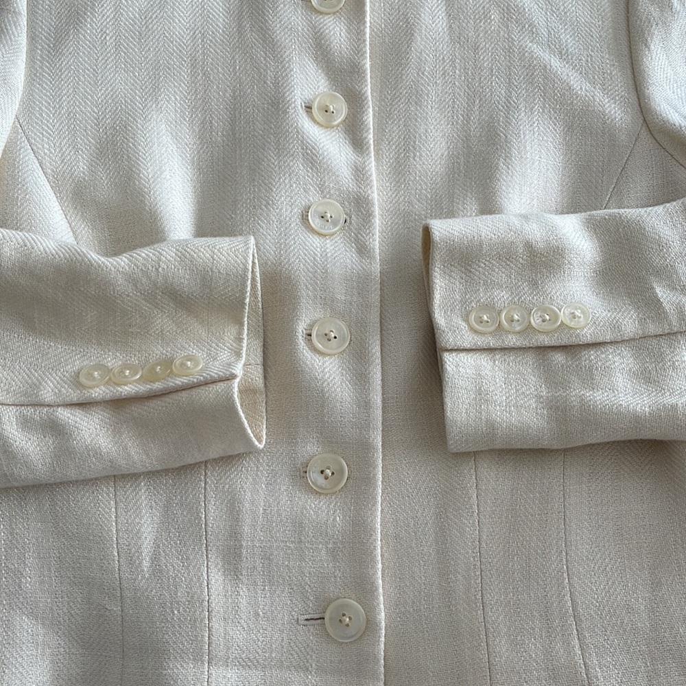 Lauren Ralph Lauren ivory houndstooth linen blazer - Picture 9 of 11